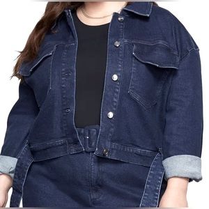 GOOD AMERICAN The 70s Icon Denim Jacket | Cropped | Blue | Size-4